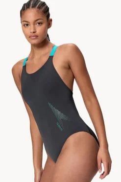 One Pieces|Speedo Leaderback One Piece Black/Blue