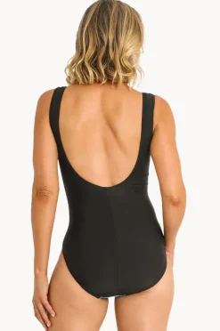 One Pieces|Jantzen Leaf Square Neck One Piece Aqua