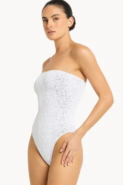 One Pieces|Bond-eye Leopard Fane Bandeau One Piece White