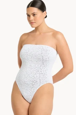 One Pieces|Bond-eye Leopard Fane Bandeau One Piece White