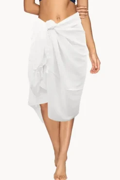 Sarongs|Sundrenched Long Plain Fringed Sarong White