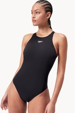 One Pieces|Speedo Longer Body V Back One Piece BLACK