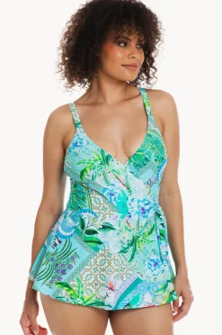 One Pieces|Togs Swimwear Lucca Cross Over Swim Dress Aqua
