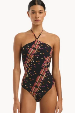 One Pieces|Jets Lumiere High Neck Trim One Piece BLACK