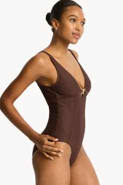 One Pieces|Sea Level Luminara Chain Link Longline One Piece Cocoa