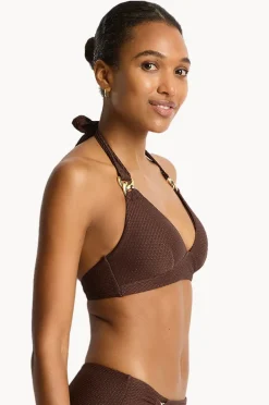 Bikini Tops|Sea Level Luminara Longline Halter Cocoa