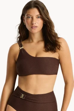 Bikini Tops|Sea Level Luminara One Shoulder Top Cocoa