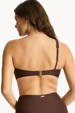 Bikini Tops|Sea Level Luminara One Shoulder Top Cocoa