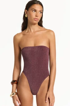 One Pieces|Bond-eye Lurex Fane Bandeau One Piece Amarena