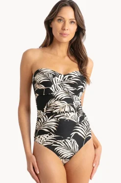 One Pieces|Sunseeker Mae D/DD Cup Ruched Wrap Bandeau One Piece BLACK