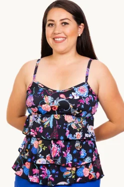 Tankini Tops|T.h.e. Swimwear Magic Garden Tiered Tankini Separate Black/multi
