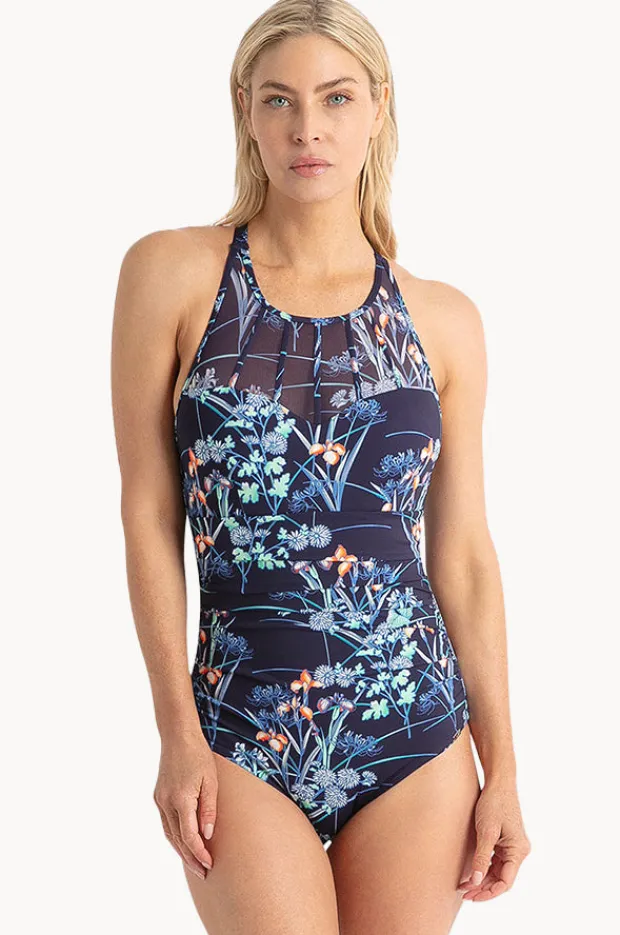 One Pieces|Jantzen Maja High Neck Cross Strap One Piece Navy