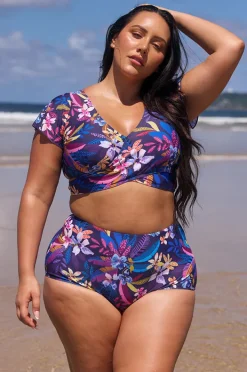 Bikini Tops|Capriosca Majorca Frill Wrap Bra Purple/multi