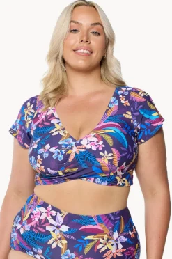 Bikini Tops|Capriosca Majorca Frill Wrap Bra Purple/multi