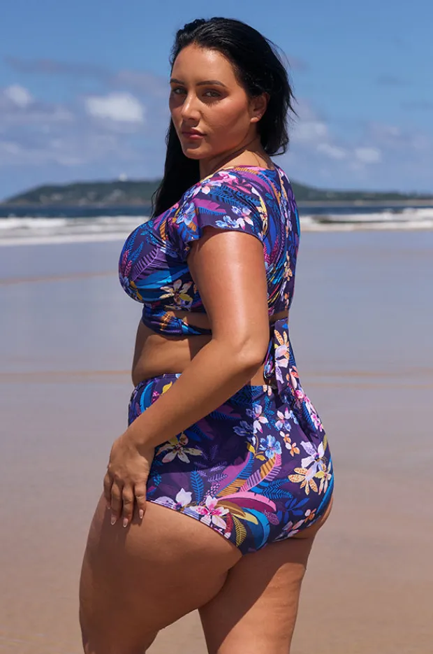 Bottoms|Capriosca Majorca High Waisted Pant Purple/multi