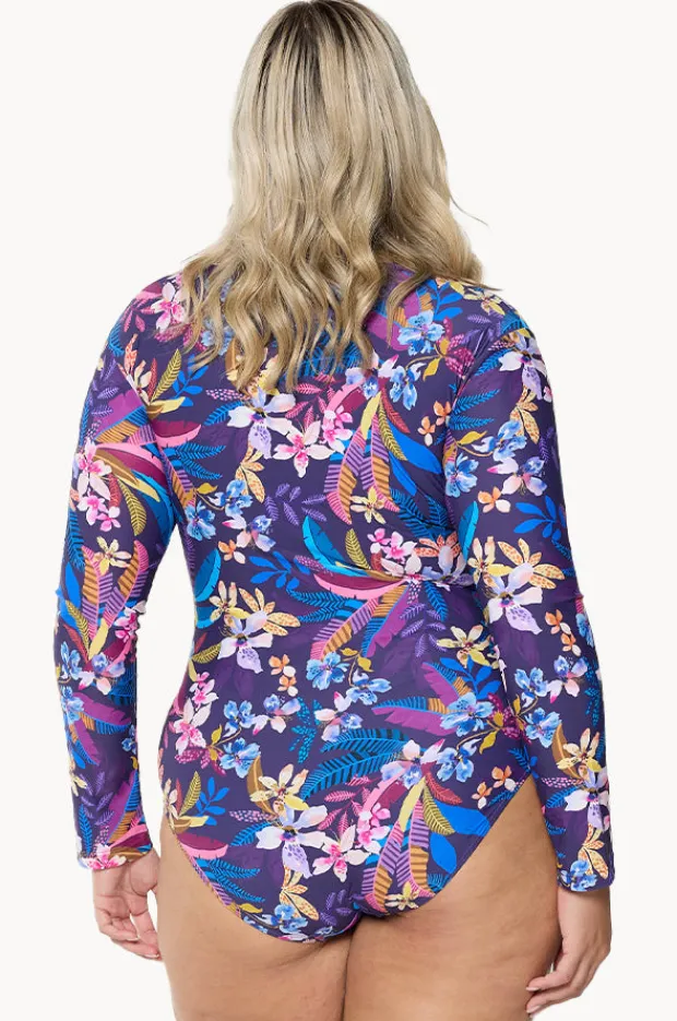 Rashies & Sunsuits|Capriosca Majorca Long Sleeve Sunsuit Purple/multi