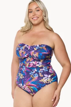One Pieces|Capriosca Majorca Twist Bandeau One Piece Purple/multi