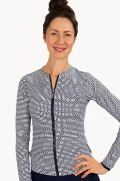 Rashies & Sunsuits|Babes In The Shade Mamiko Long Sleeve Suntop Navy/white