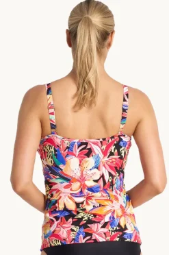 Tankini Tops|Jantzen Mandalay Frill Cross Over Tankini Separate Black/Multi
