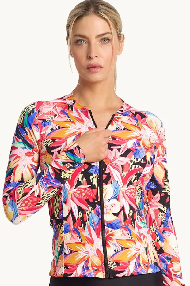 Rashies & Sunsuits|Jantzen Mandalay Long Sleeve Suntop Black/multi