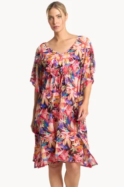 Overswim|Jantzen Mandalay Mesh Capri Kaftan Black/multi