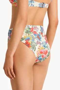 Bottoms|Monte u0026 Lou Marisol Mid Rise Ruched Pant Blue/natural