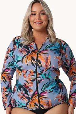 Rashies & Sunsuits|Capriosca Mauritius Long Sleeve Zip Suntop Dusty blue