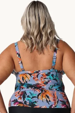 Tankini Tops|Capriosca Mauritius Tiered Frill Tankini Separate Dusty blue