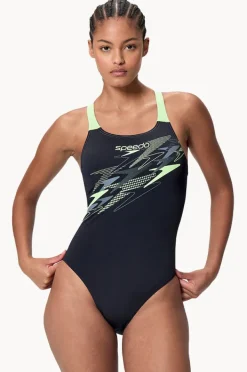 One Pieces|Speedo Medley Logo One Piece Black/green