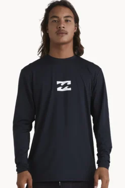 Rashies|Billabong Mens All Day Wave Long Sleeve Suntop BLACK