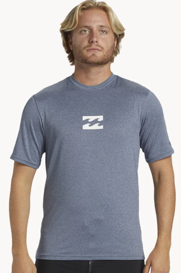 Rashies|Billabong Mens All Day Wave Short Sleeve Suntop Navy