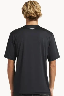 Rashies|Billabong Mens All Day Wave Short Sleeve Suntop Black