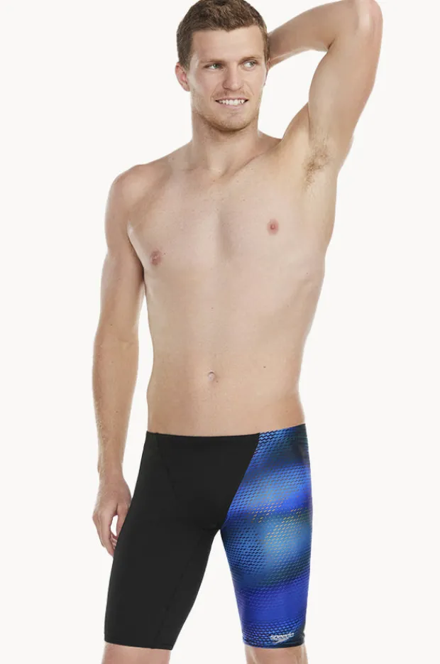 Jammers|Speedo Mens Allover Jammer Black/blue
