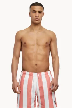 Boardshorts|Urban Classics Mens Bar Stripe Swim Short Pink/white