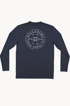Rashies|Billabong Mens Big Wave Daz Long Sleeve Suntop Navy