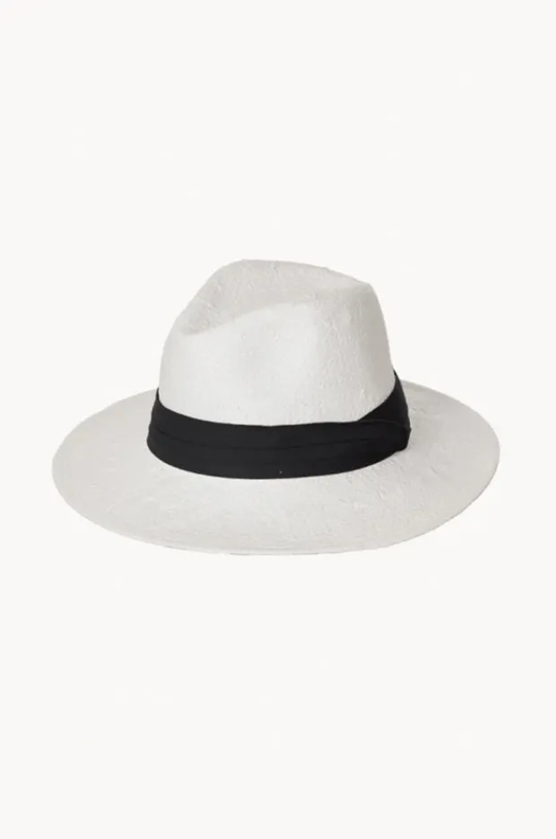 Headwear|Cherry Red Mens Black Band Paper Fedora Ivory