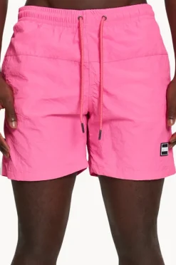 Boardshorts|Urban Classics Mens Block Swim Short Neon pink