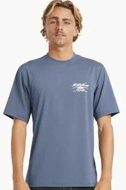 Rashies|Billabong Mens Crossboards Short Sleeve Suntop Teal