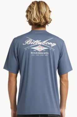 Rashies|Billabong Mens Crossboards Short Sleeve Suntop Teal