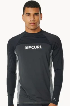 Rashies|Rip Curl Mens Drive Long Sleeve Suntop Black