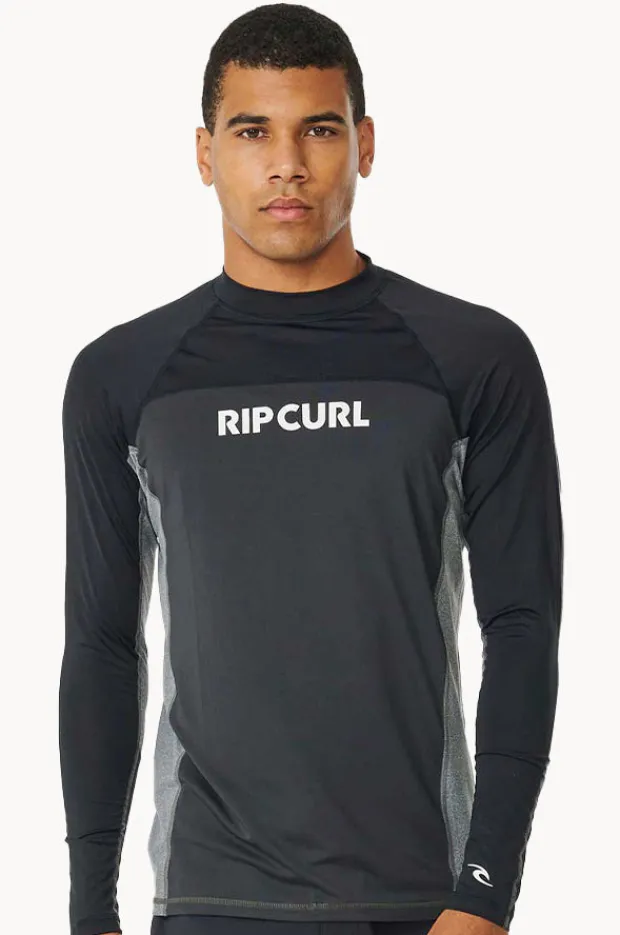 Rashies|Rip Curl Mens Drive Long Sleeve Suntop Black
