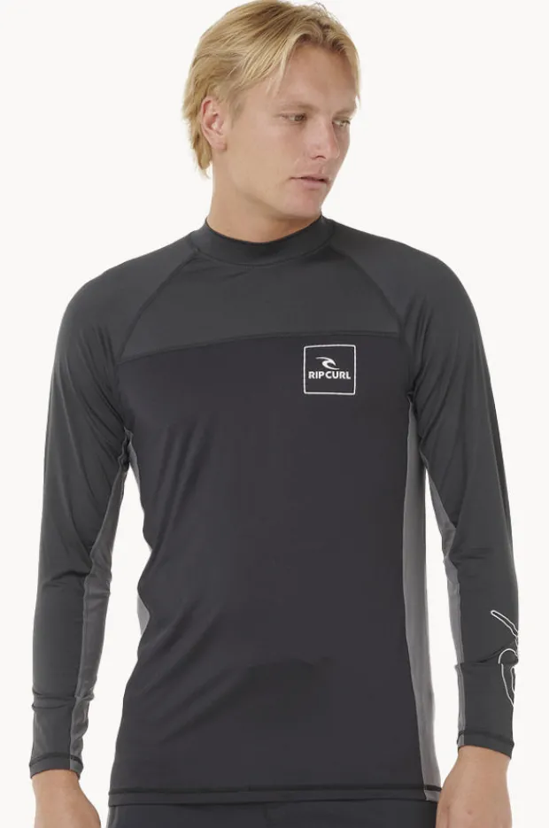 Rashies|Rip Curl Mens Drive Long Sleeve Suntop Black