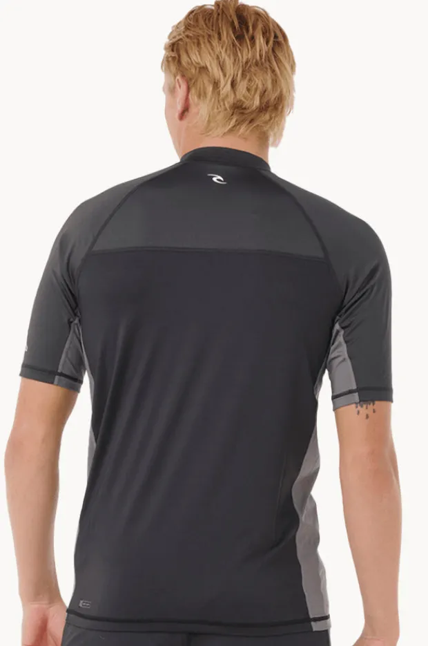 Rashies|Rip Curl Mens Drive Short Sleeve Suntop Black