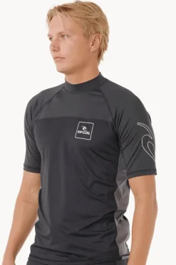 Rashies|Rip Curl Mens Drive Short Sleeve Suntop Black