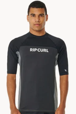 Rashies|Rip Curl Mens Drive Short Sleeve Suntop Black