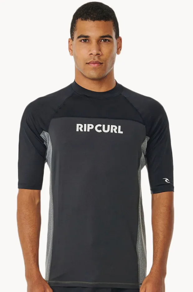 Rashies|Rip Curl Mens Drive Short Sleeve Suntop Black