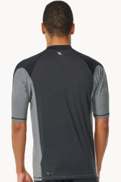 Rashies|Rip Curl Mens Drive Short Sleeve Suntop Black