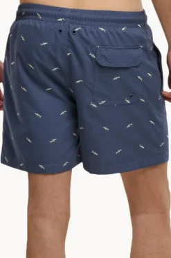 Boardshorts|Urban Classics Mens Embroidery Swim Short Vintage Blue