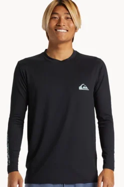 Rashies|Quiksilver Mens Everyday Surf Tee Long Sleeve Suntop BLACK