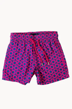 Boardshorts|Pier St. Barth Mens Hexa Swim Short Navy/pink